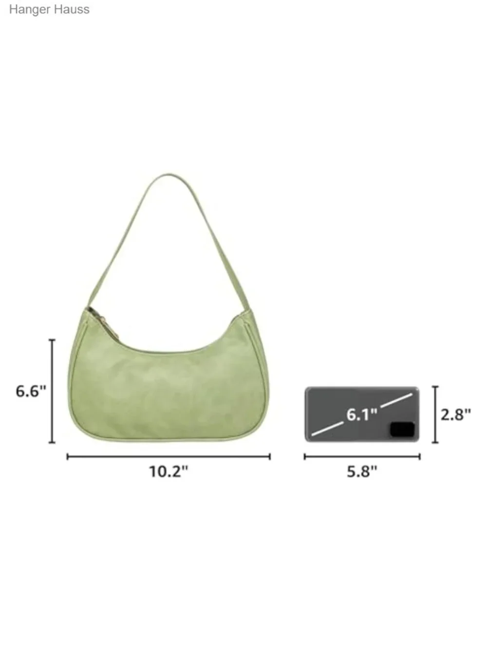 Vegan Leather Hobo Sling Tote Handbag with Zipper Closure